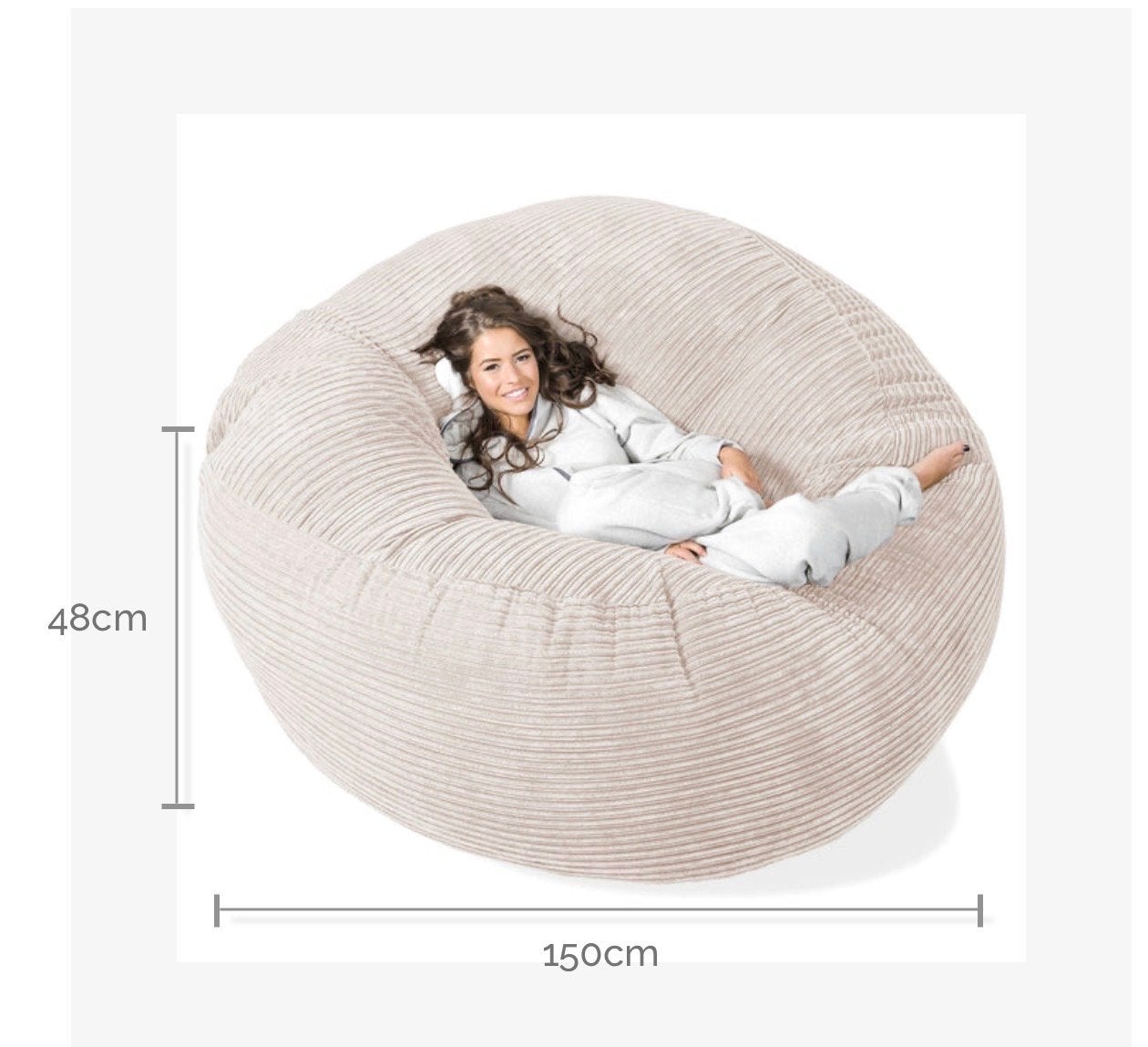 Loungepug Mega-Mammoet Zitzak Bank - Beige/Ivoor, Ophalen, Gebruikt, Beige, Zitzak