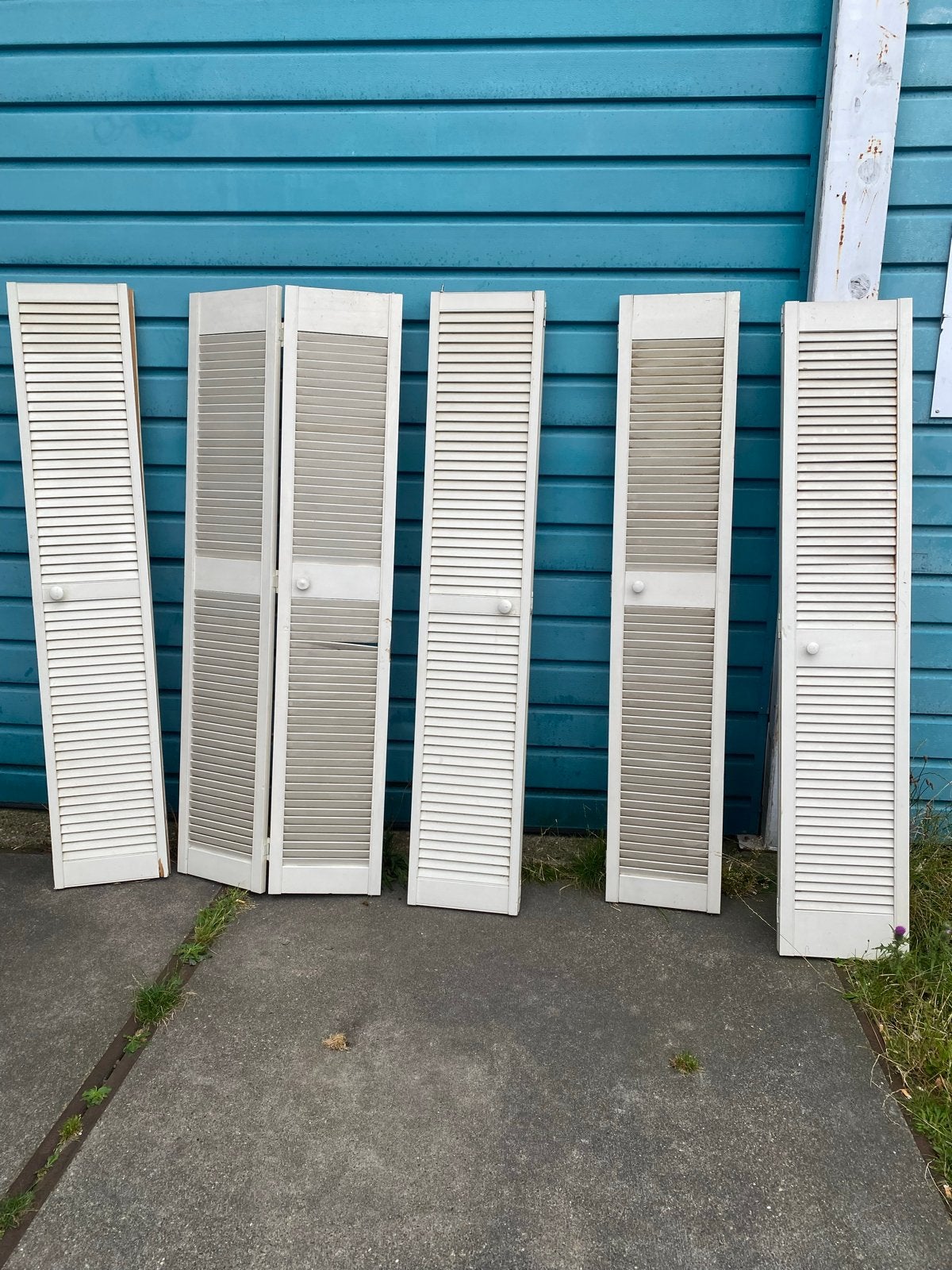 Partij 5x dubbele Louvre deurtjes 37/203 cm, Ophalen, Gebruikt, Minder dan 80 cm, Overige typen