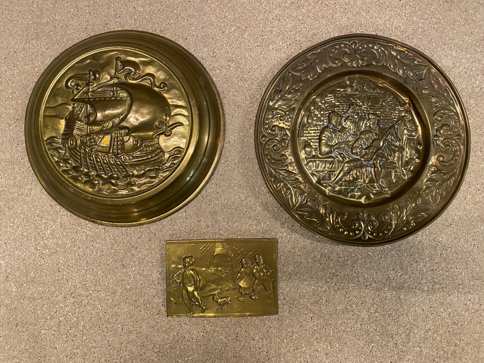 Diverse bronze/messing wand decoratie, Ophalen of Verzenden
