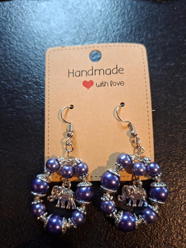 Handmade oorbellen, Ophalen of Verzenden, Nieuw, Paars, Overige materialen