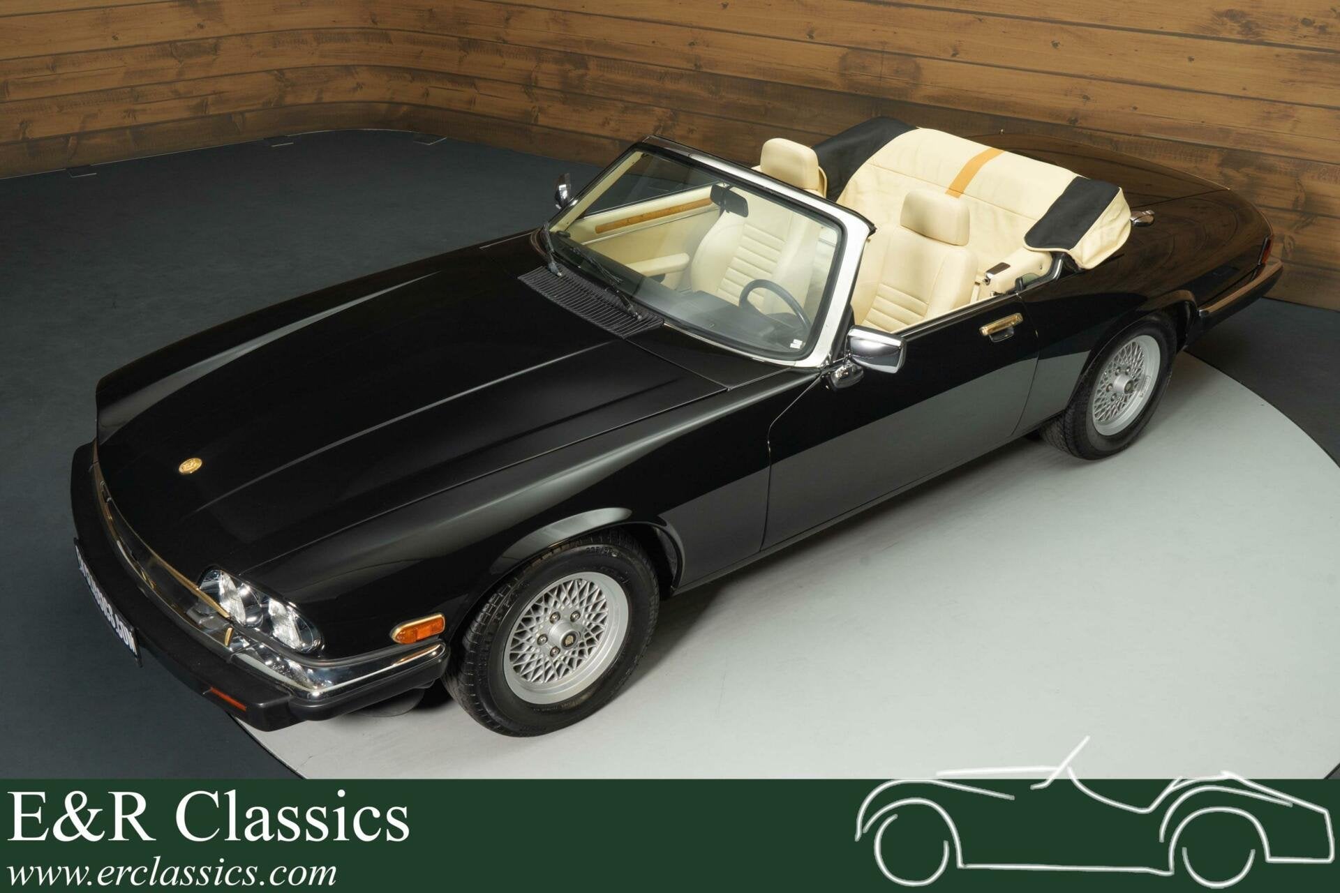 Jaguar XJS Cabriolet | Full options | 1990, Auto's, Oldtimers, Automaat, Beige, Cabriolet, Zwart