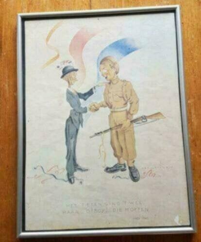 eten ging 't wel, maar O! Boy!..die moffen" Jan Lavies 1945, Antiek en Kunst, Ophalen