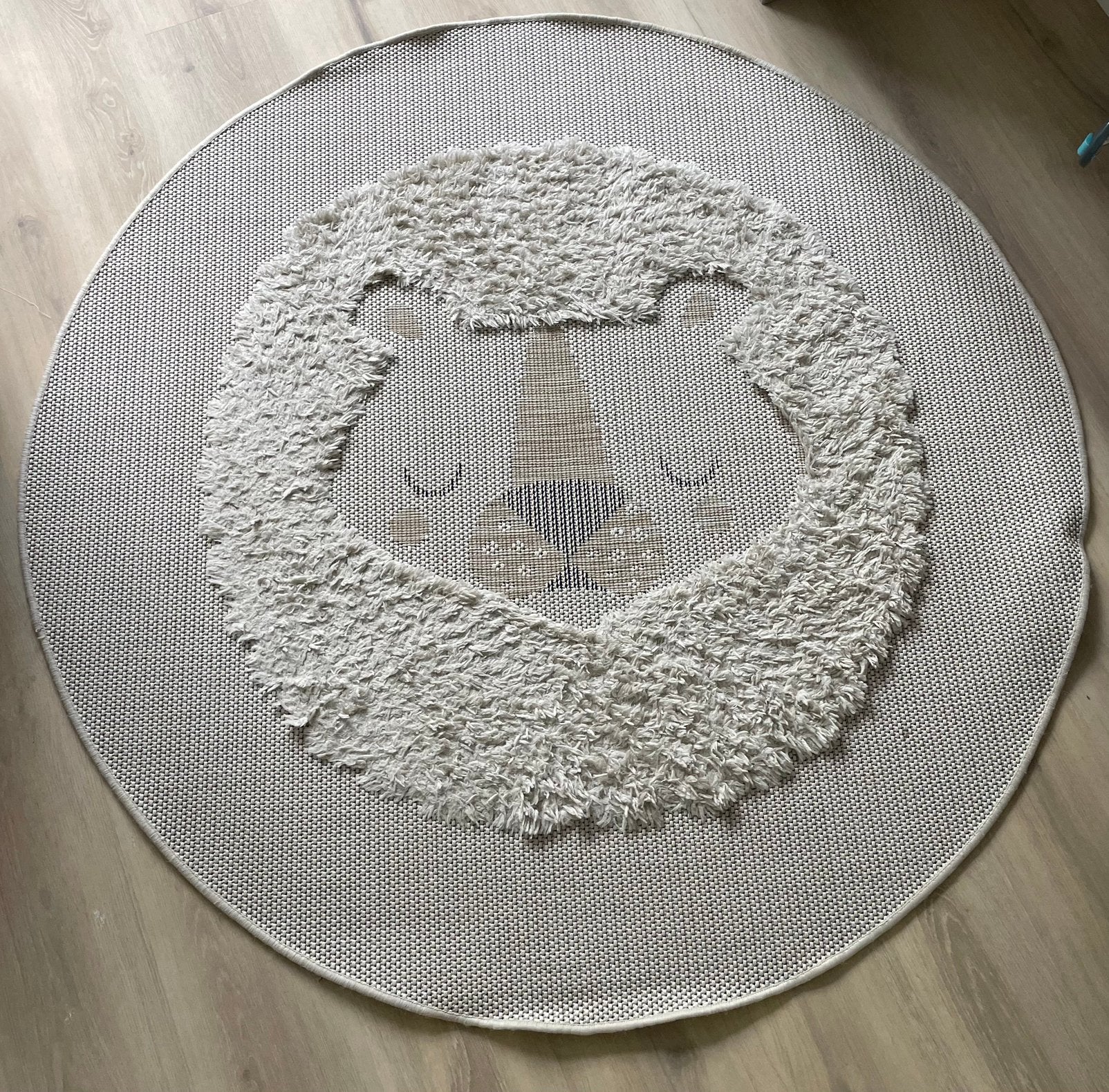 Vloerkleed baby/kind leeuw diameter 155 cm, Beige, Ophalen of Verzenden, Zo goed als nieuw, Kleed of Kussen
