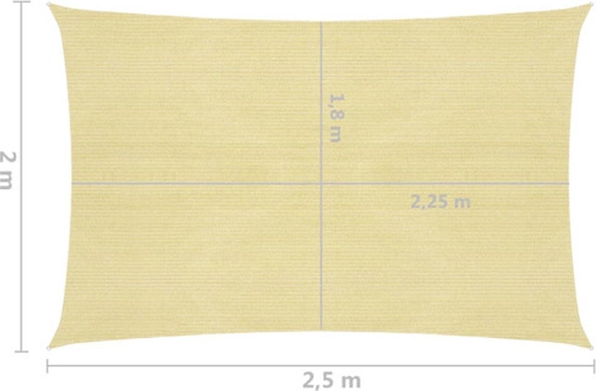 vidaXL Zonnezeil HDPE Beige 2x2,5m - Nieuw in doos, Ophalen, Overige typen, Nieuw, 150 tot 300 cm