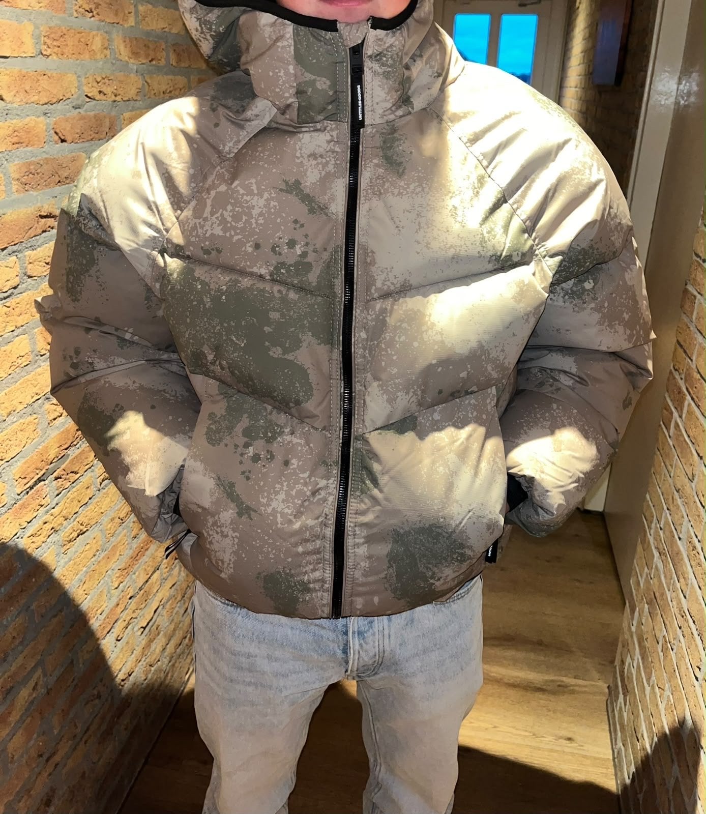 Bershka Puffer Jas Camouflage Maat S, Ophalen of Verzenden, Zo goed als nieuw, Maat 46 (S) of kleiner, Meerkleurig