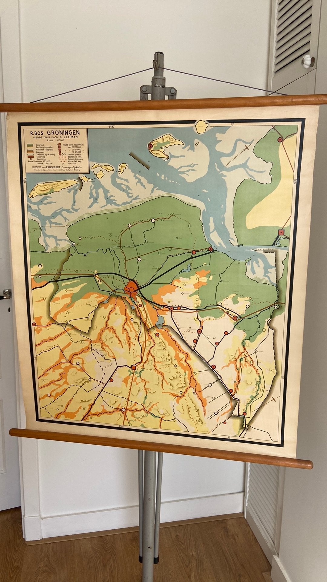 Schoolkaart Groningen, Antiek en Kunst, Ophalen of Verzenden, Aardrijkskunde