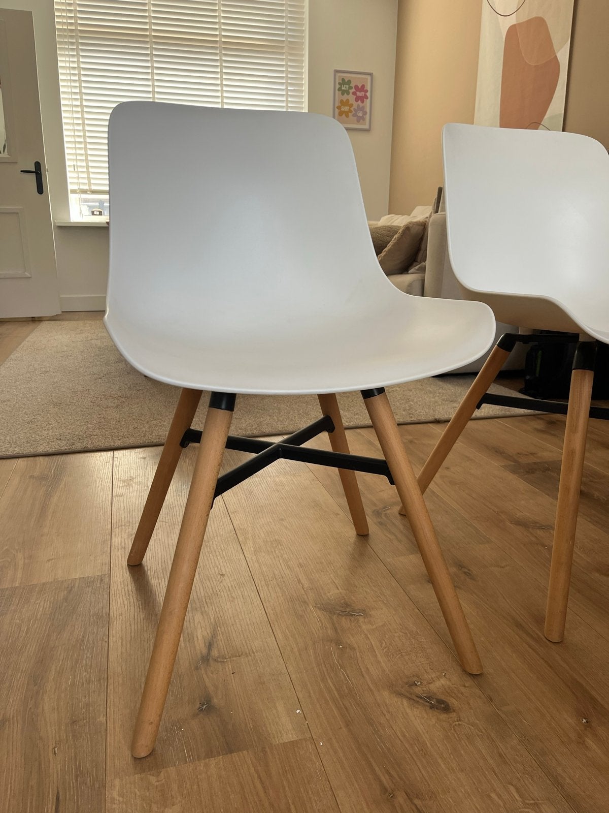 Witte Goossens stoelen - Zeer stevig en modern design, Ophalen, Gebruikt, Twee, Wit