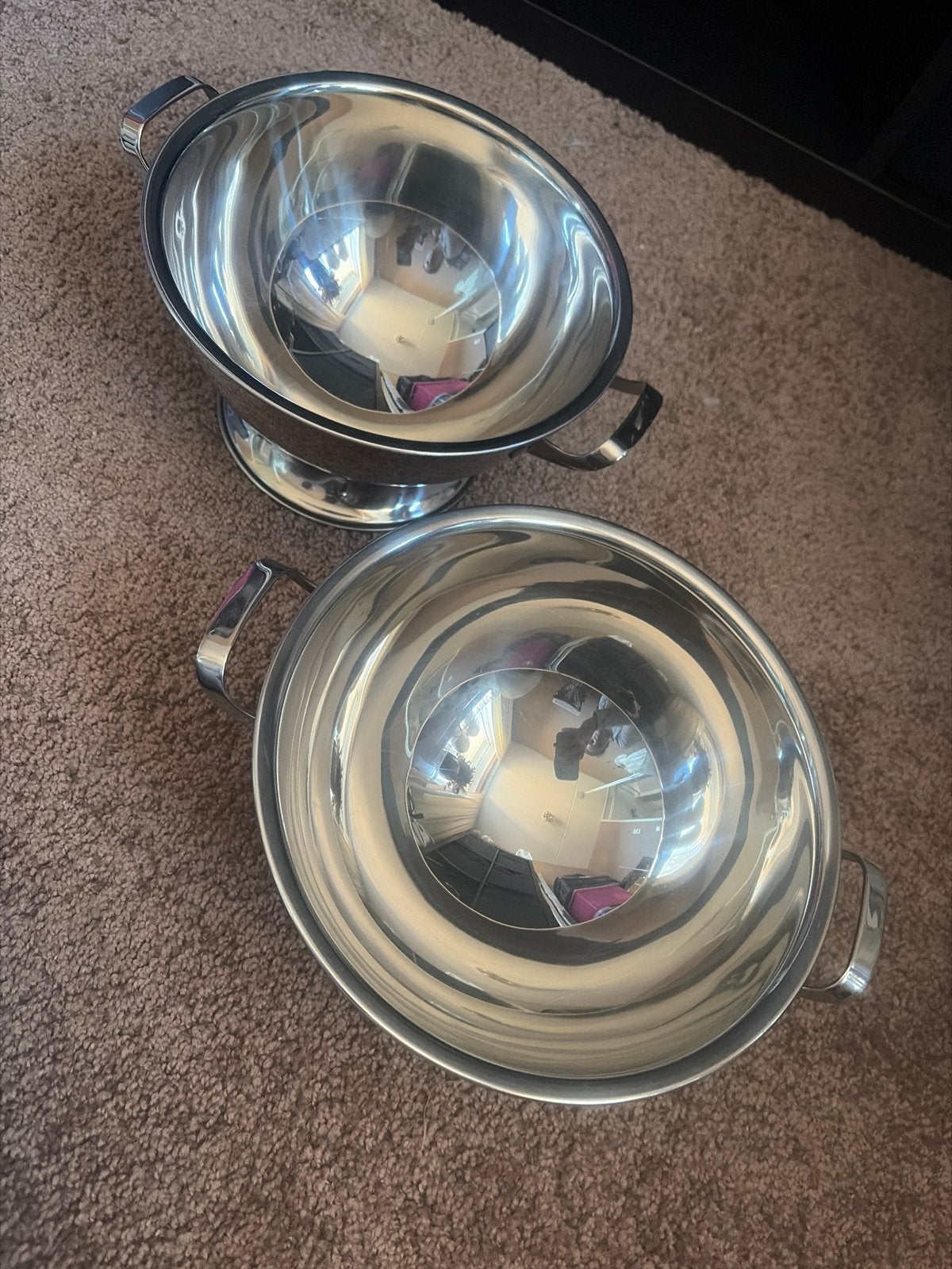 2x RVS Potten - Zo goed als nieuw, Pot, Bus of Blik, Met handvatten, Ophalen of Verzenden, Zo goed als nieuw