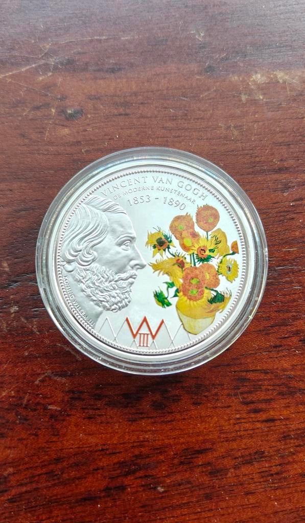 Verzilverde munt Vincent van Gogh 1853-1890, Ophalen of Verzenden, Losse munt, Zilver