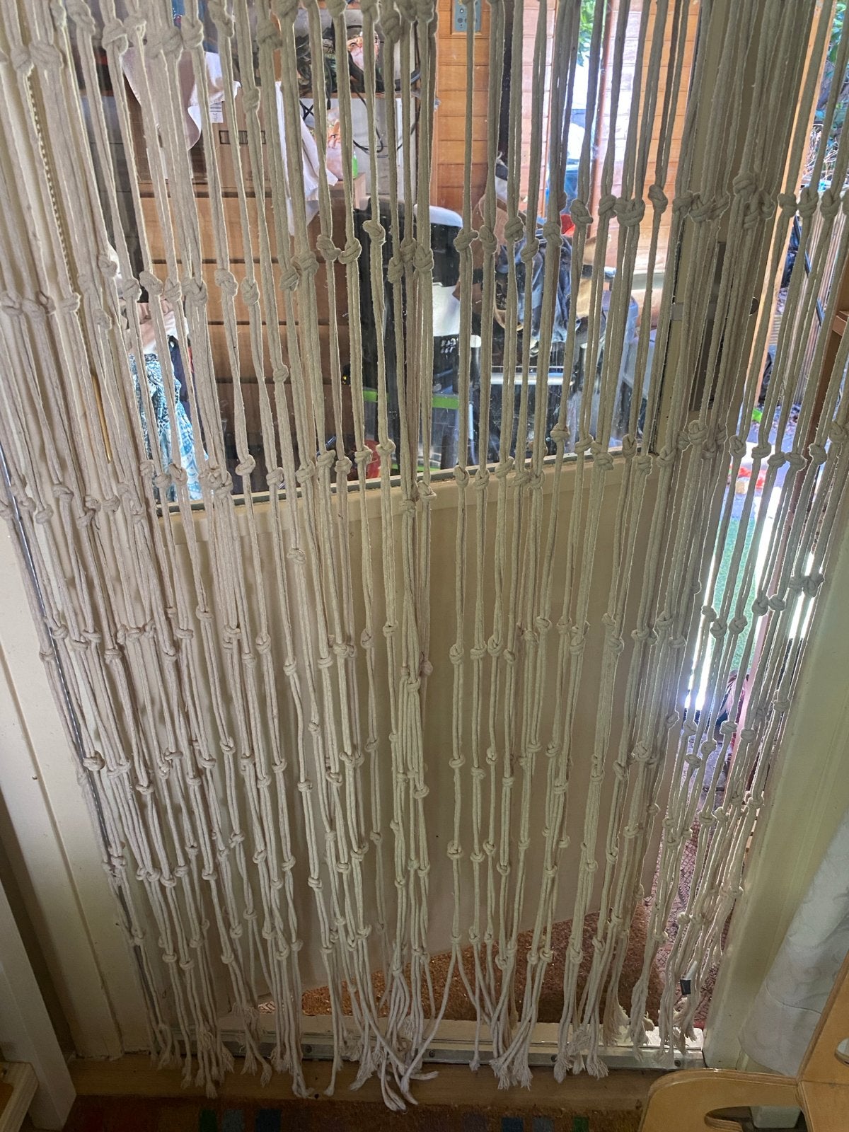 Macramé gordijn 80x200 cm, Ophalen of Verzenden, Zo goed als nieuw, Gordijn, Crème