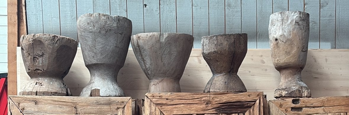 Unieke handgemaakte houten vijzels - Authentieke decoratie, Ophalen