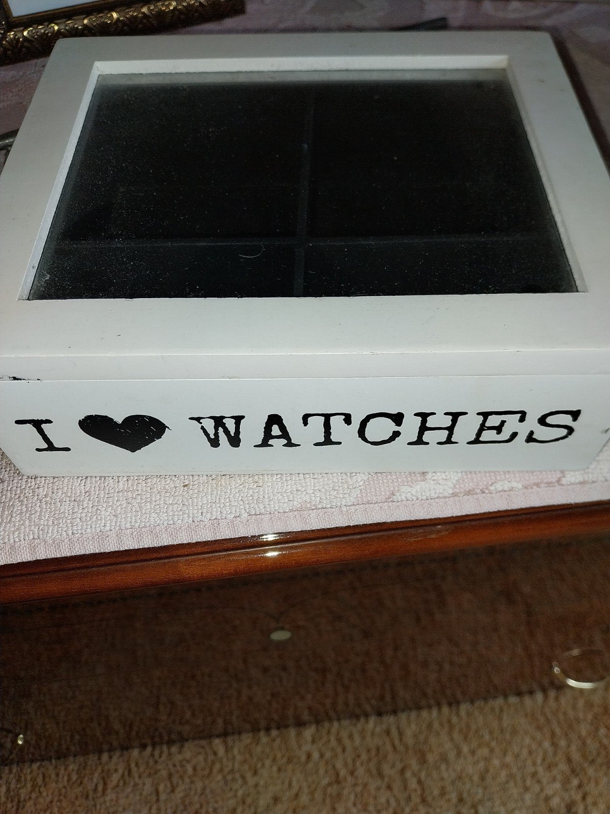 Horlogedoos met 4 vakken - 'I Love Watches', Ophalen of Verzenden