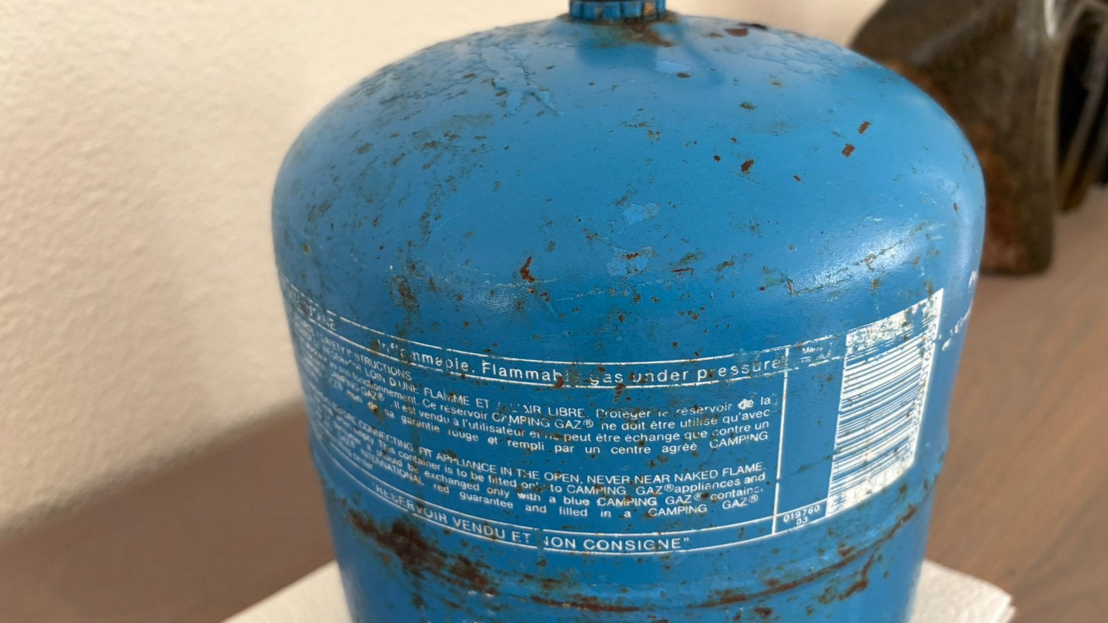 Gasfles campinggas type 907 deels gevuld ca 1,45kg, Ophalen, Gebruikt