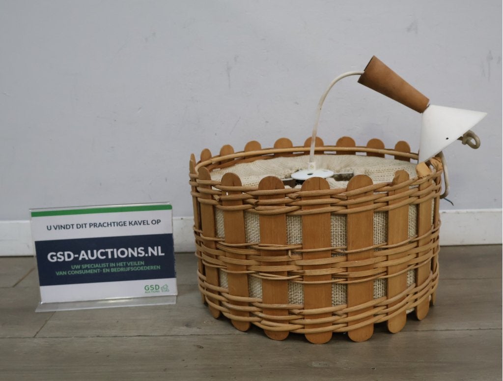 Vintage Scandinavische rotan hanglamp - Jaren '60, Ophalen of Verzenden, Niet ingevuld, Niet ingevuld, Niet ingevuld