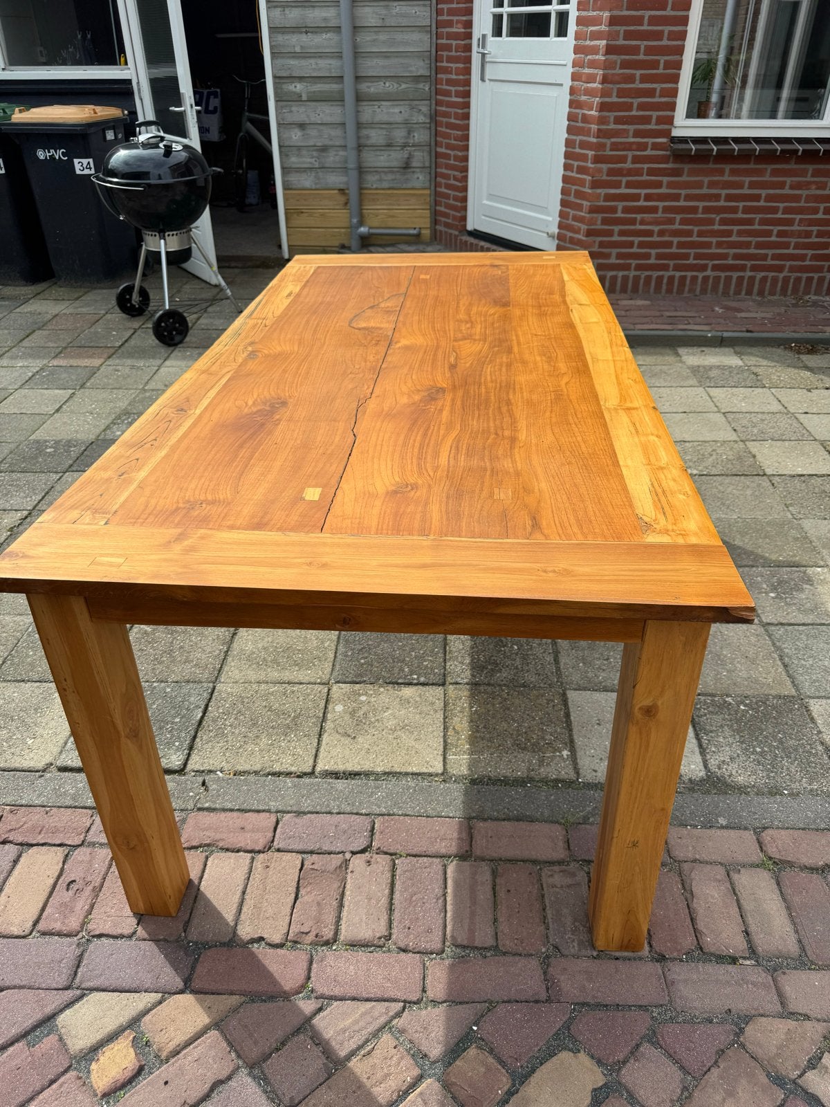 Robuuste houten eetkamertafel, Ophalen, Gebruikt, 50 tot 100 cm, 150 tot 200 cm