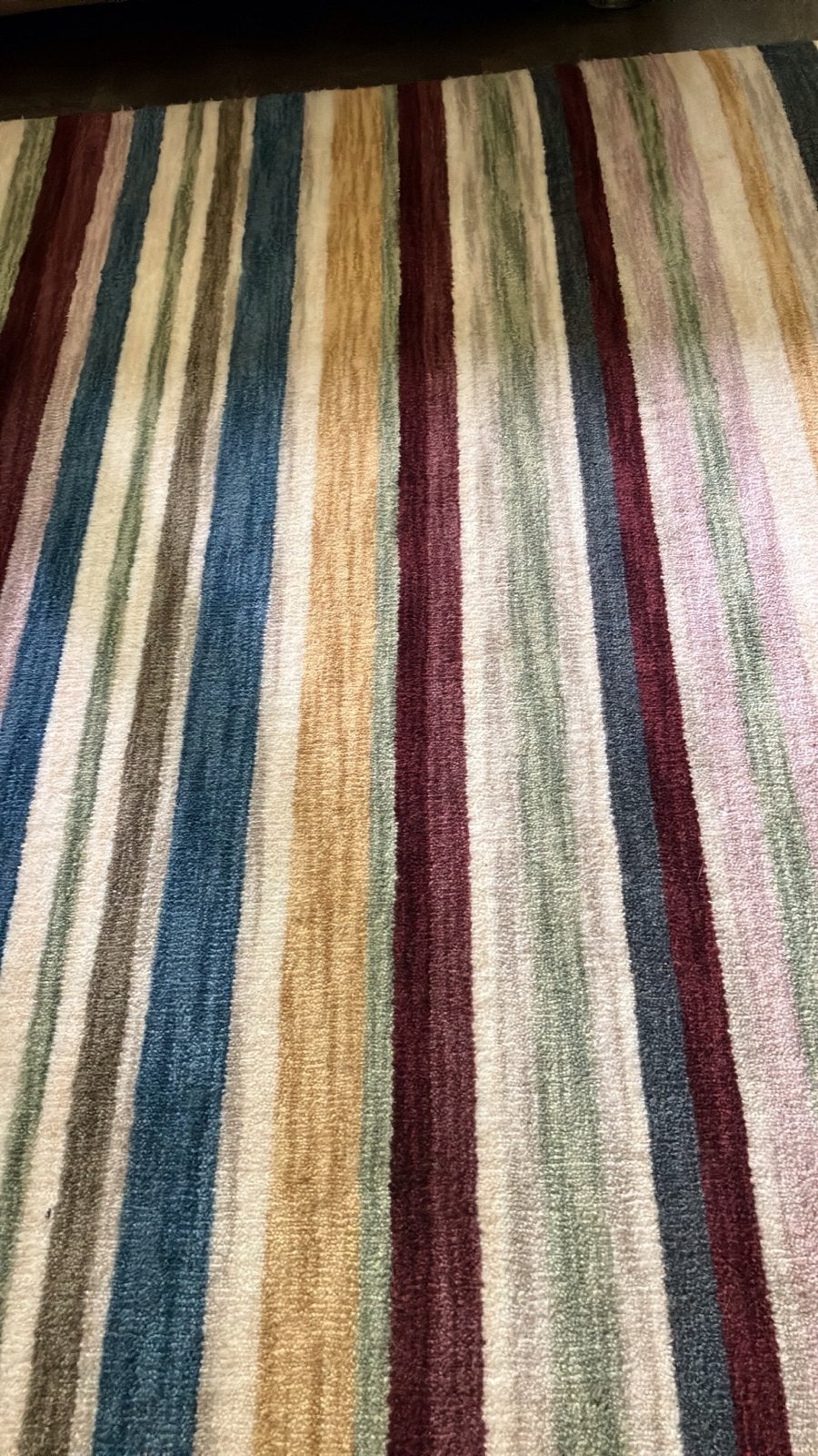 ELLJUSSPAR Vloerkleed laagpolig veelkleurig gestreept, Gebruikt, Beige, 150 tot 200 cm, 200 cm of meer