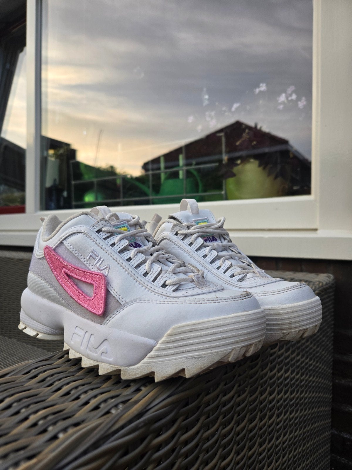 Fila Disruptor Patches sneakers 38 wit met roze  en zwart, Wit, Ophalen of Verzenden, Fila, Sneakers of Gympen