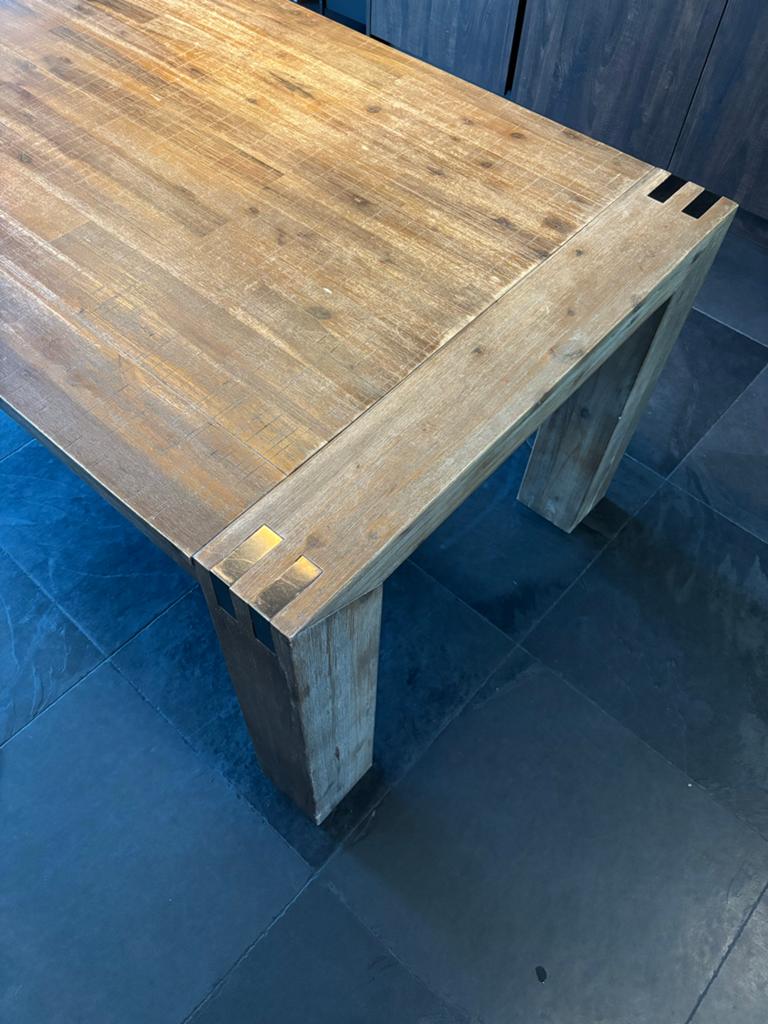 Robuuste houten eettafel 220x100x78 cm, Huis en Inrichting, Tafels | Eettafels, Gebruikt, 100 tot 150 cm, 200 cm of meer, Vijf personen of meer