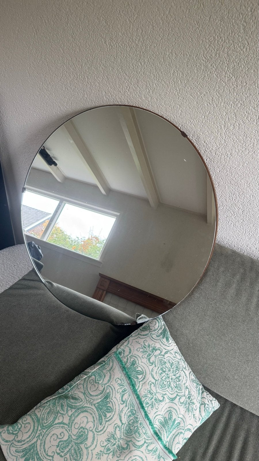 Ronde spiegel met kleine plekjes, Huis en Inrichting, Ophalen, Gebruikt, Rond, Minder dan 100 cm