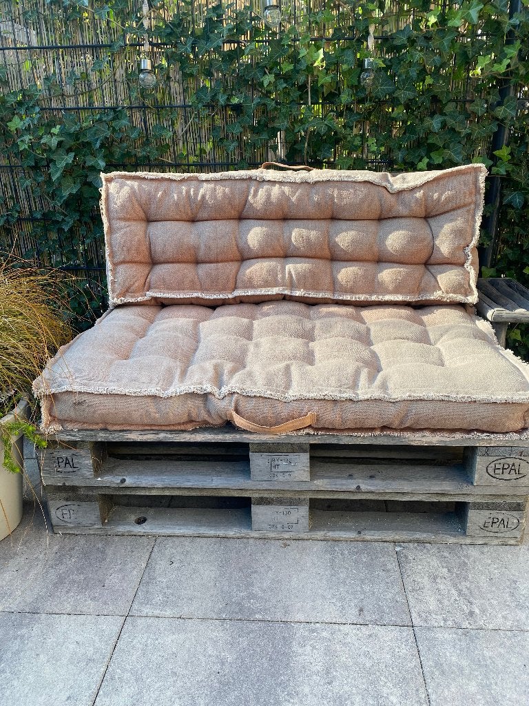 Palletbank met kussens, Ophalen, Gebruikt, Hout