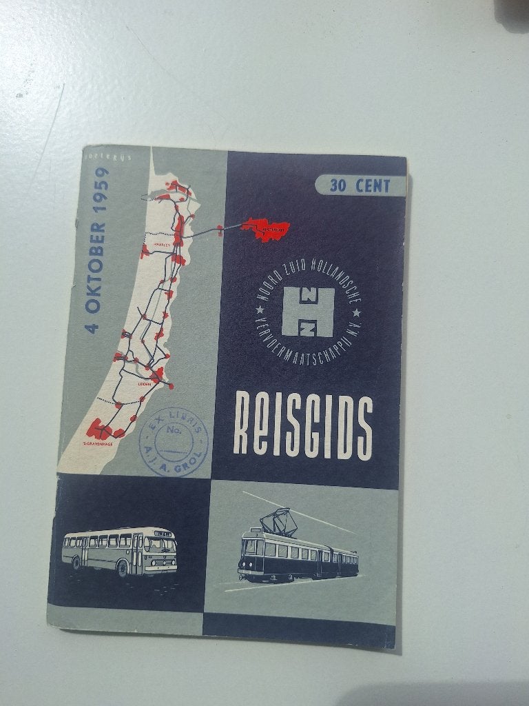NOORD-ZUID HOLLANDSCHE VERVOERSMAATSCHAPPIJ - 4 OKT. 1959, Verzamelen, Ophalen of Verzenden, Trein, Kaart of Prent