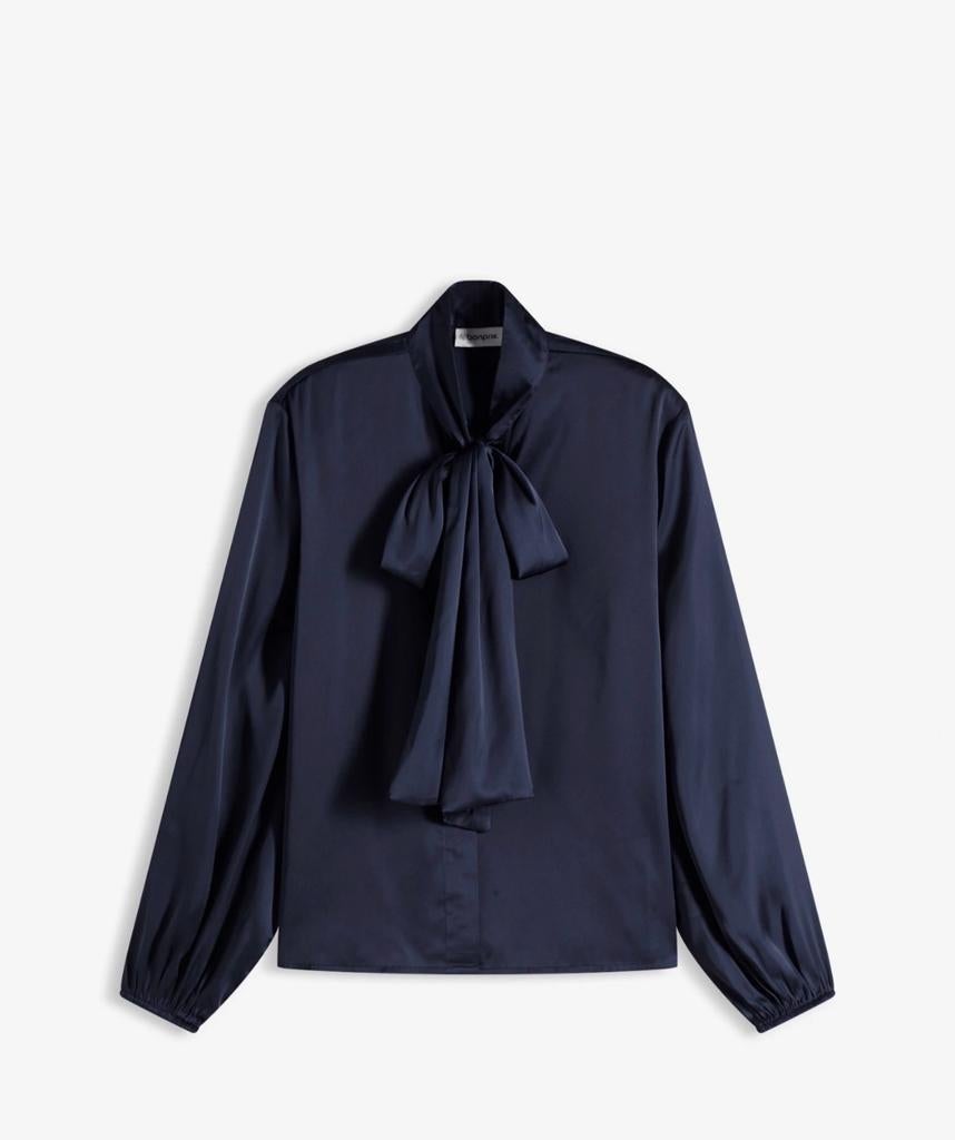 Bonprix Satijnen Blouse met Strik - Maat 40 - Nieuw, Ophalen of Verzenden, Nieuw, Maat 38/40 (M), Blauw