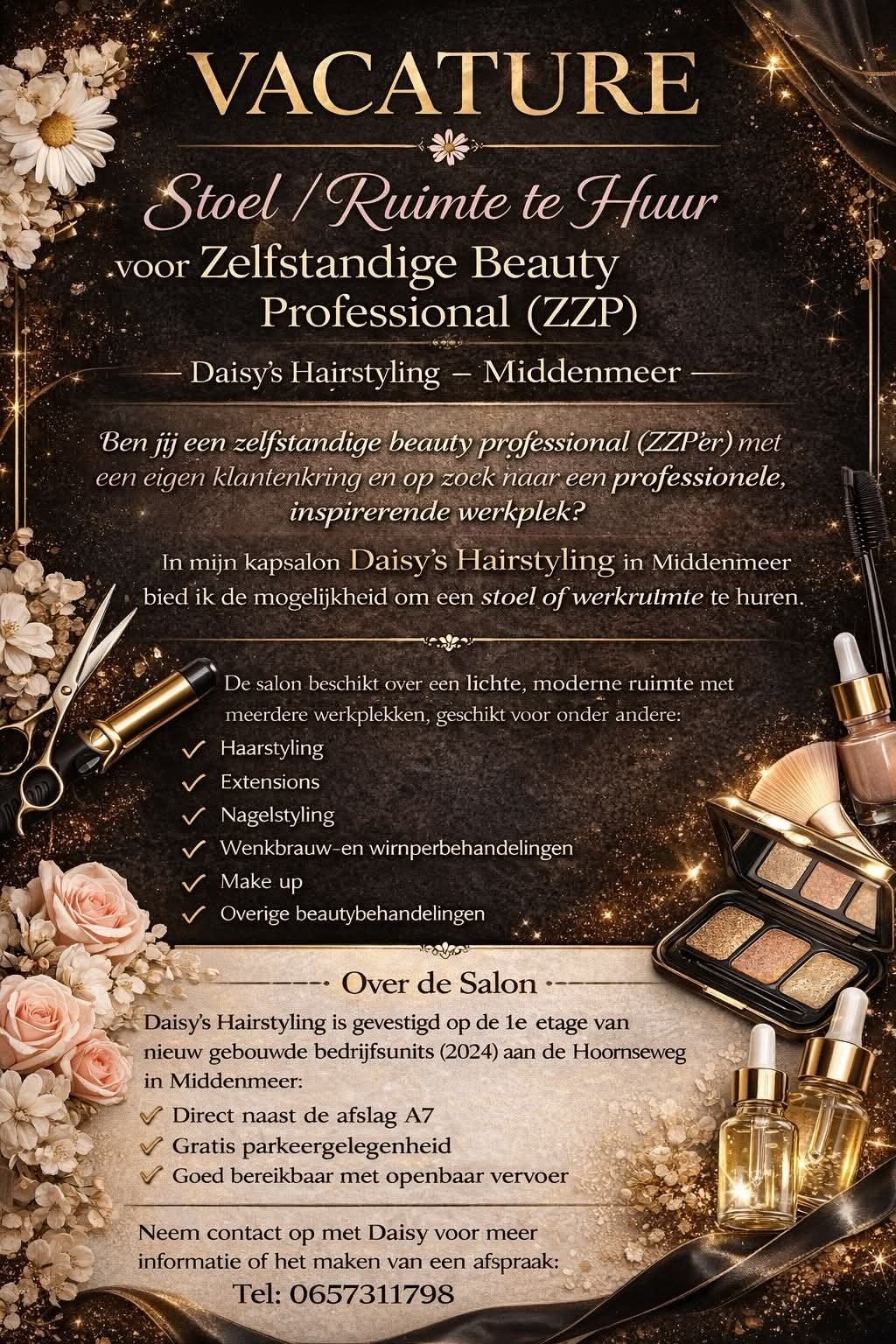 Stoel/Ruimte te Huur voor ZZPer in de Beauty branche, Eén persoon