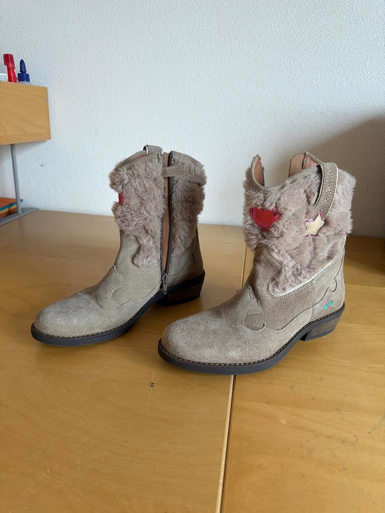 Leuke cowboylaarzen met bont en hartje - Maat 35, Ophalen, Gebruikt, Meisje, Laarzen