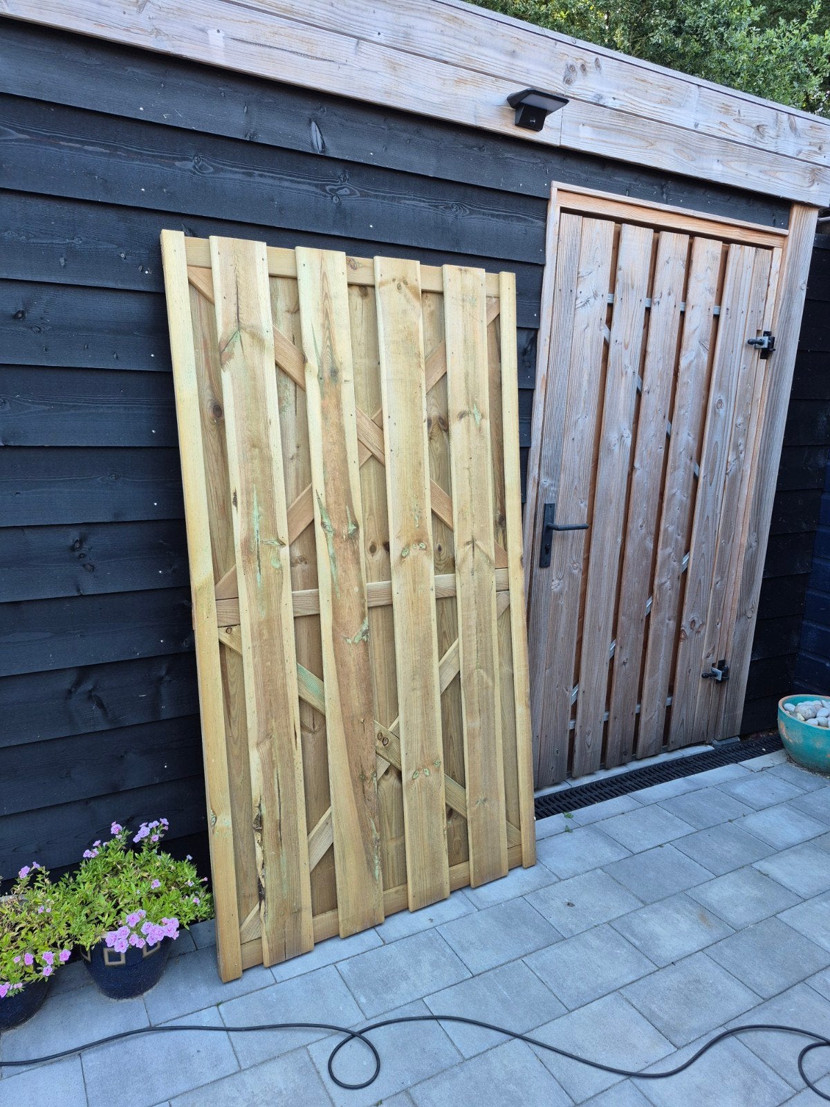 tuindeur geimpregneerd grenen 180x100 met zwart beslag, Ophalen, 1 tot 2 meter, Minder dan 3 meter, Nieuw