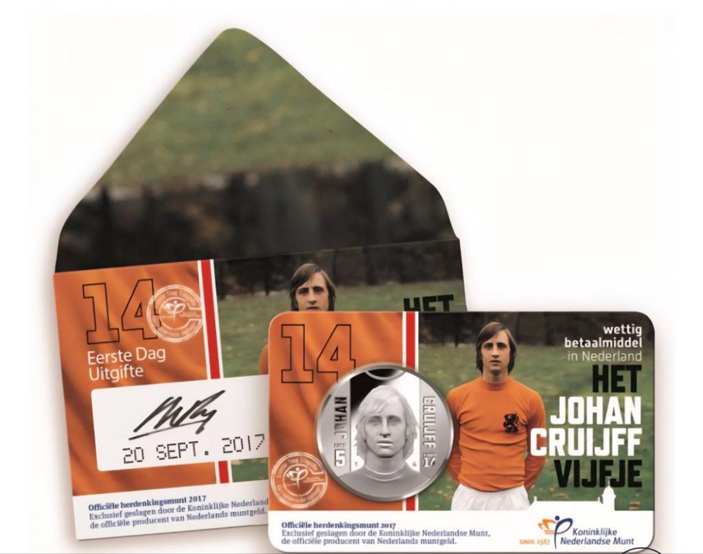 Cruijff 1e daguitgifte 5e muntenset 3x postzegel zilver, Postzegels en Munten, Postzegels | Nederland, Ophalen of Verzenden