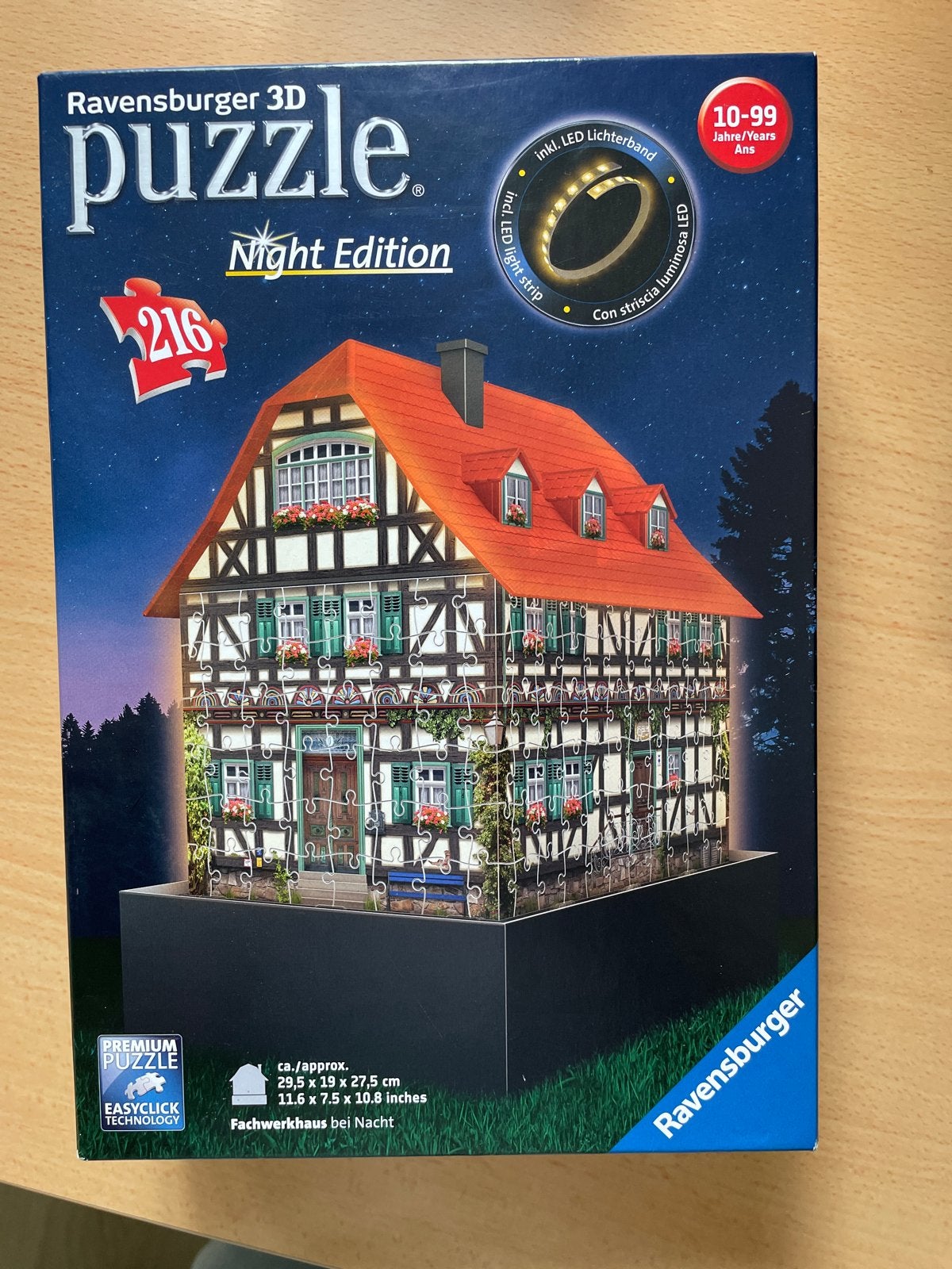 Ravensburger 3D Puzzle Night Edition Vakwerkhuis, Ophalen of Verzenden, Minder dan 500 stukjes, Zo goed als nieuw, Rubik's of 3D-puzzel