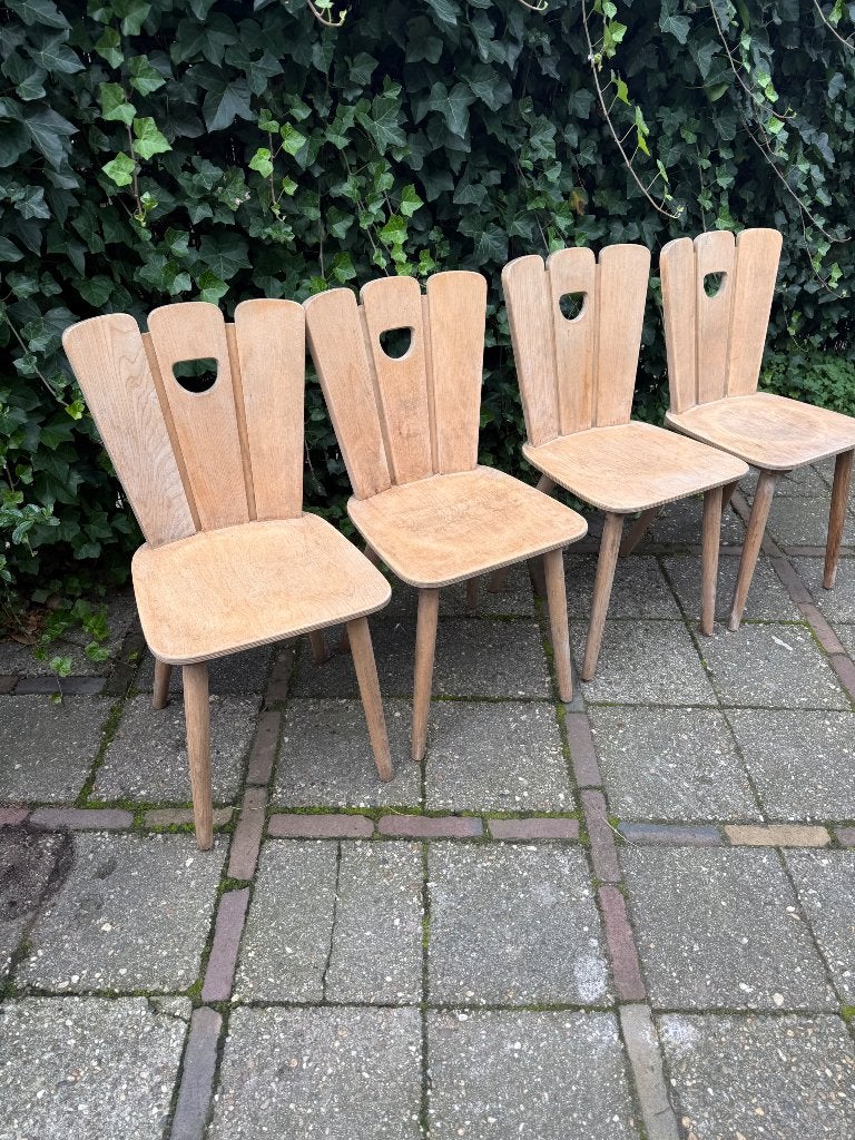 Set van 4 Scandinavische brutalistische boerderijstoelen, Ophalen of Verzenden