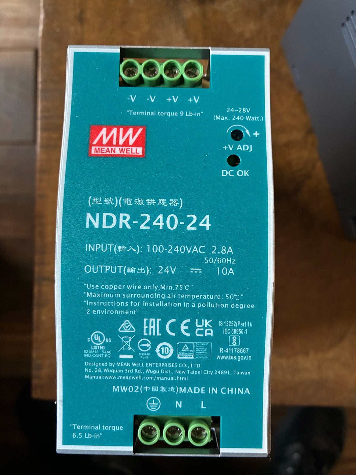 Mean Well NDR-240-24 DIN-rail voeding 24V 10A 240W, Ophalen of Verzenden