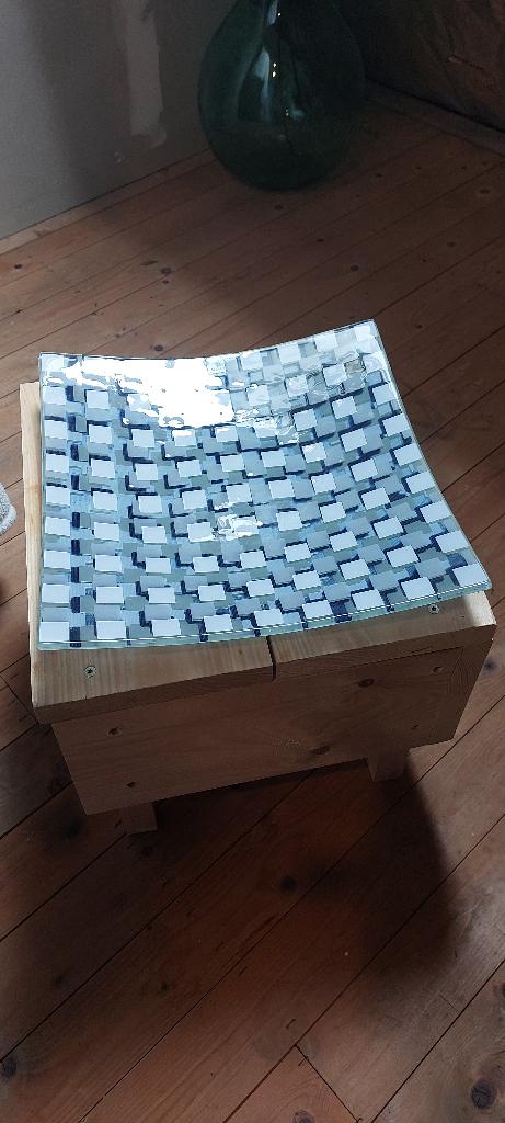 Leonardo glazen schaal Grijs, zwart, donkerblauw, wit, Huis en Inrichting, Schaal, Vierkant, Ophalen of Verzenden, Glas