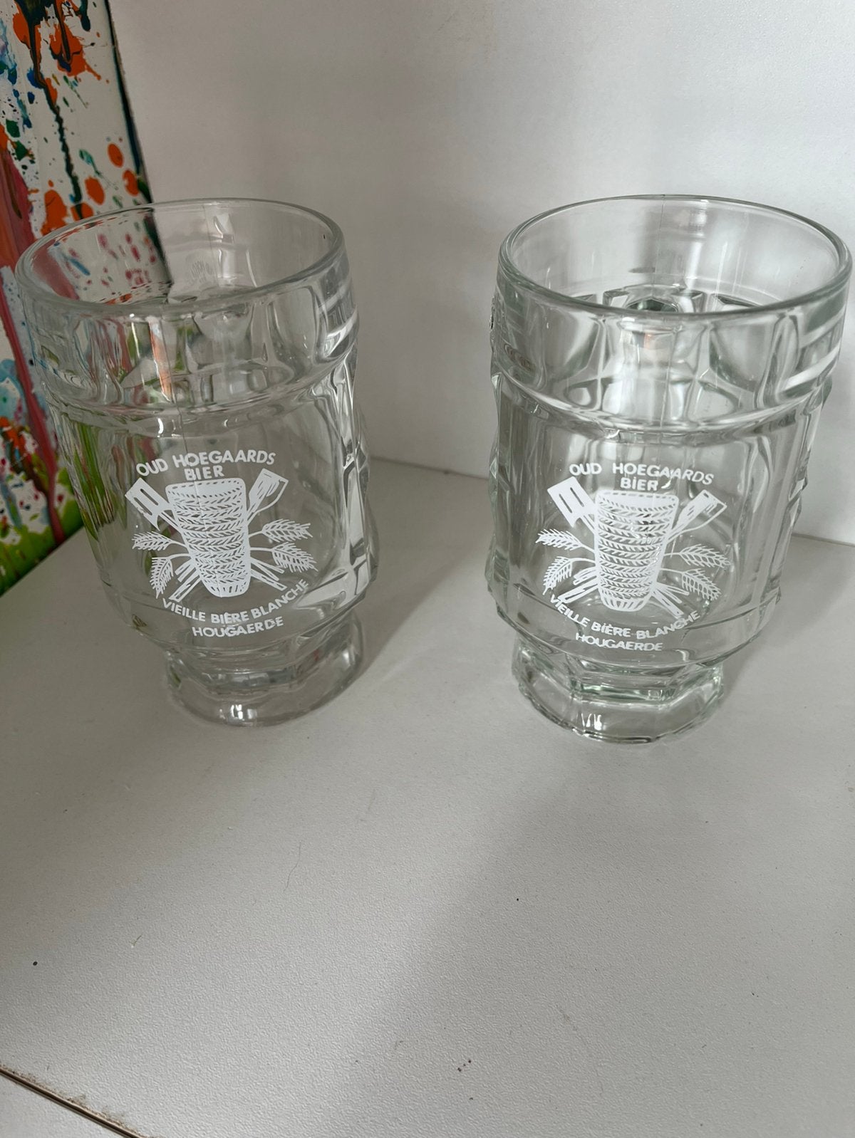 Oud Hoegaardens bierpullen set van 4 glazen, Verzamelen, Ophalen of Verzenden, Nieuw, Glas of Glazen, Overige merken