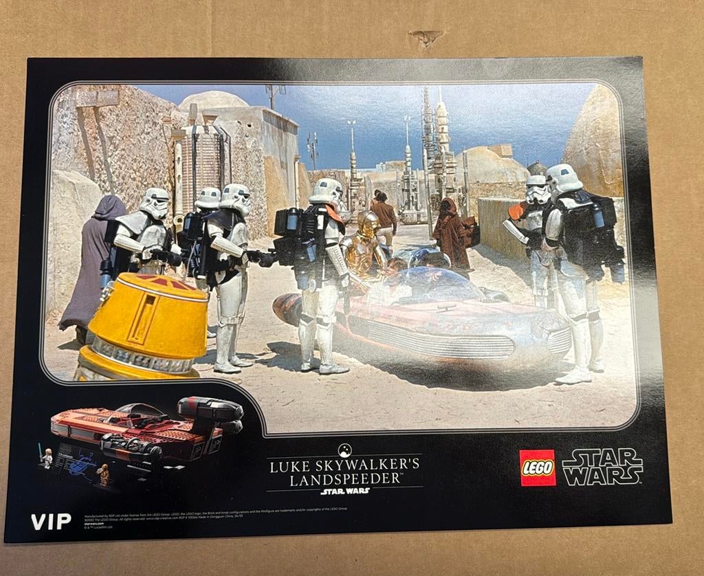 Lego Star Wars Poster Luke Skywalkers Landspeeder op filmset, Star Wars, Lego, Overige typen, Nieuw