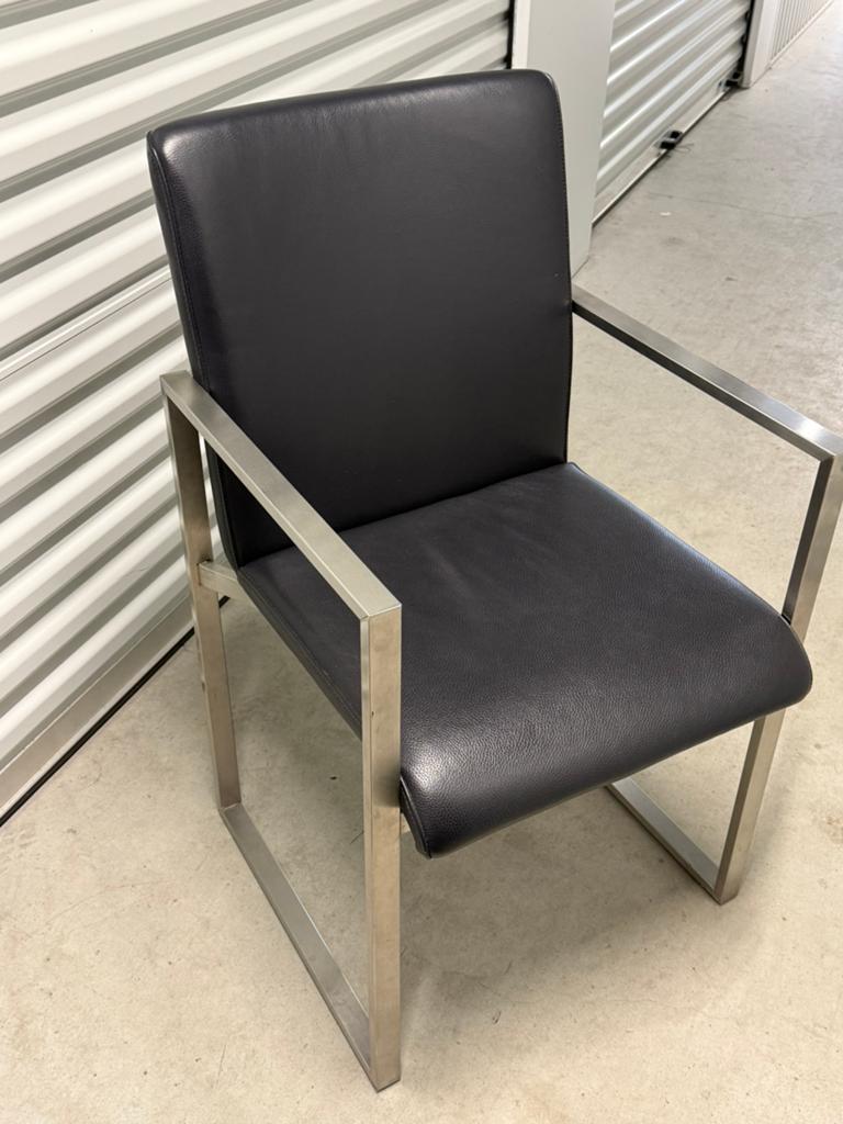4 eethoek stoelen zwart leer, Ophalen, Zwart, Leer, Zo goed als nieuw