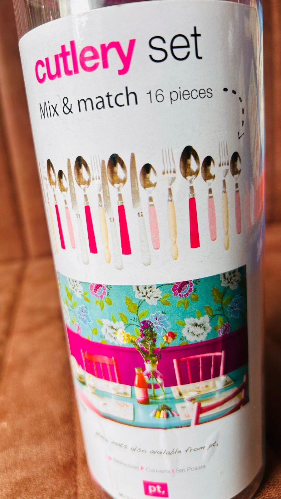 Present Time Bestekset 16-delig Mix & Match Roze, Huis en Inrichting, Keuken | Bestek, Bestekset, Nieuw, Ophalen of Verzenden