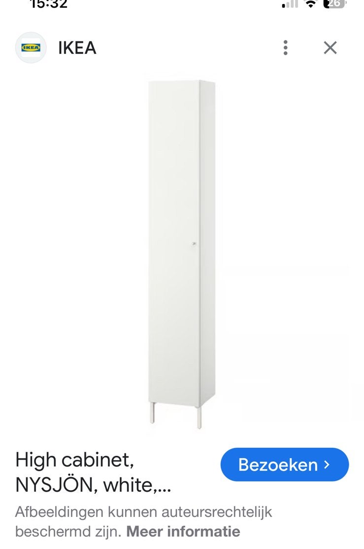 IKEA NYSJÖN Witte smalle opbergkast met planken, Ophalen, Gebruikt