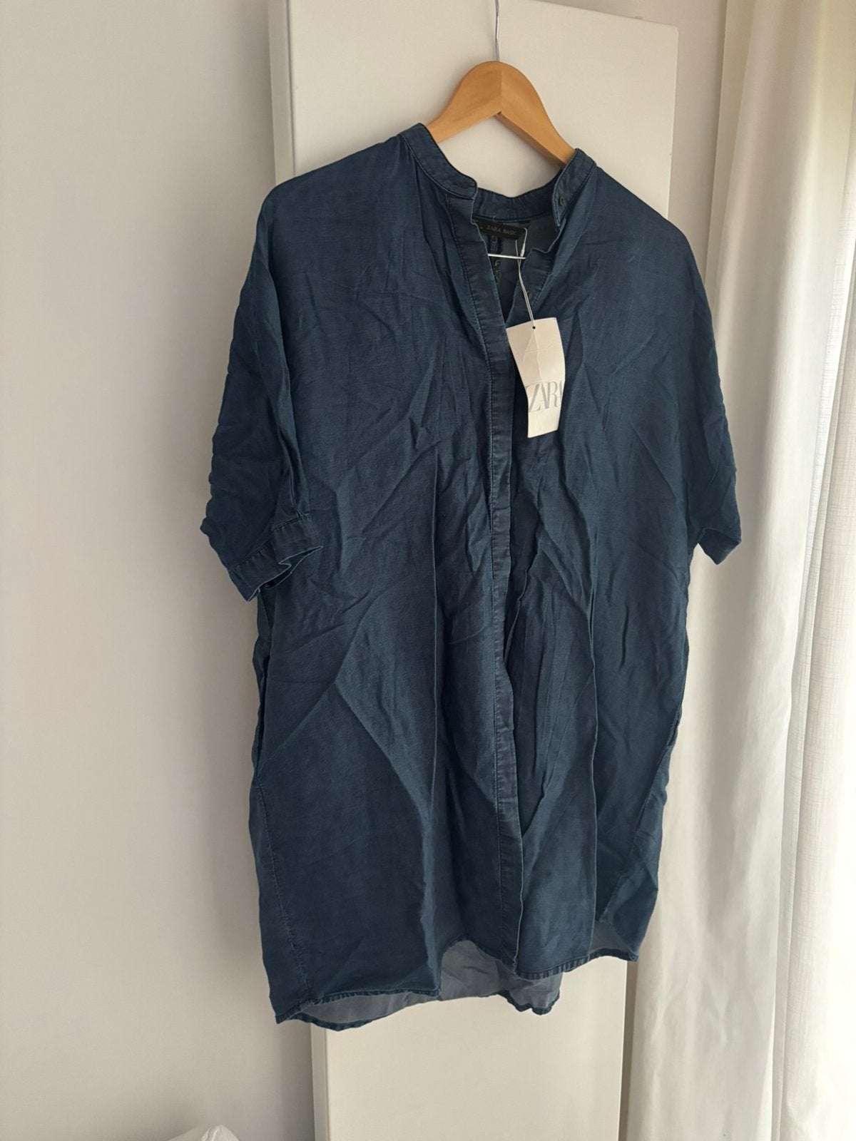 Zara donkerblauwe navy blouse,middel lange jurk,overhemd,S/M, Blauw, Nieuw, Ophalen of Verzenden, Maat 36 (S)