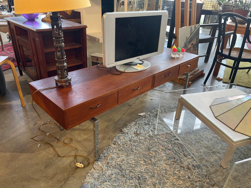 Vintage Deens Teak Houten Dressoir - 160x45x50 cm, Huis en Inrichting, Kasten | Dressoirs, Gebruikt, 150 tot 200 cm, Teakhout