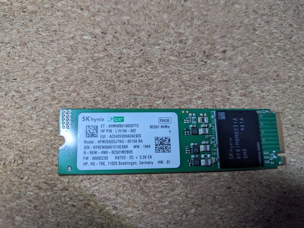 SK Hynix SSD NVME BC501 256gb, Computers en Software, Harde schijven, Ophalen of Verzenden, Zo goed als nieuw, Laptop, Overige aansluitingen