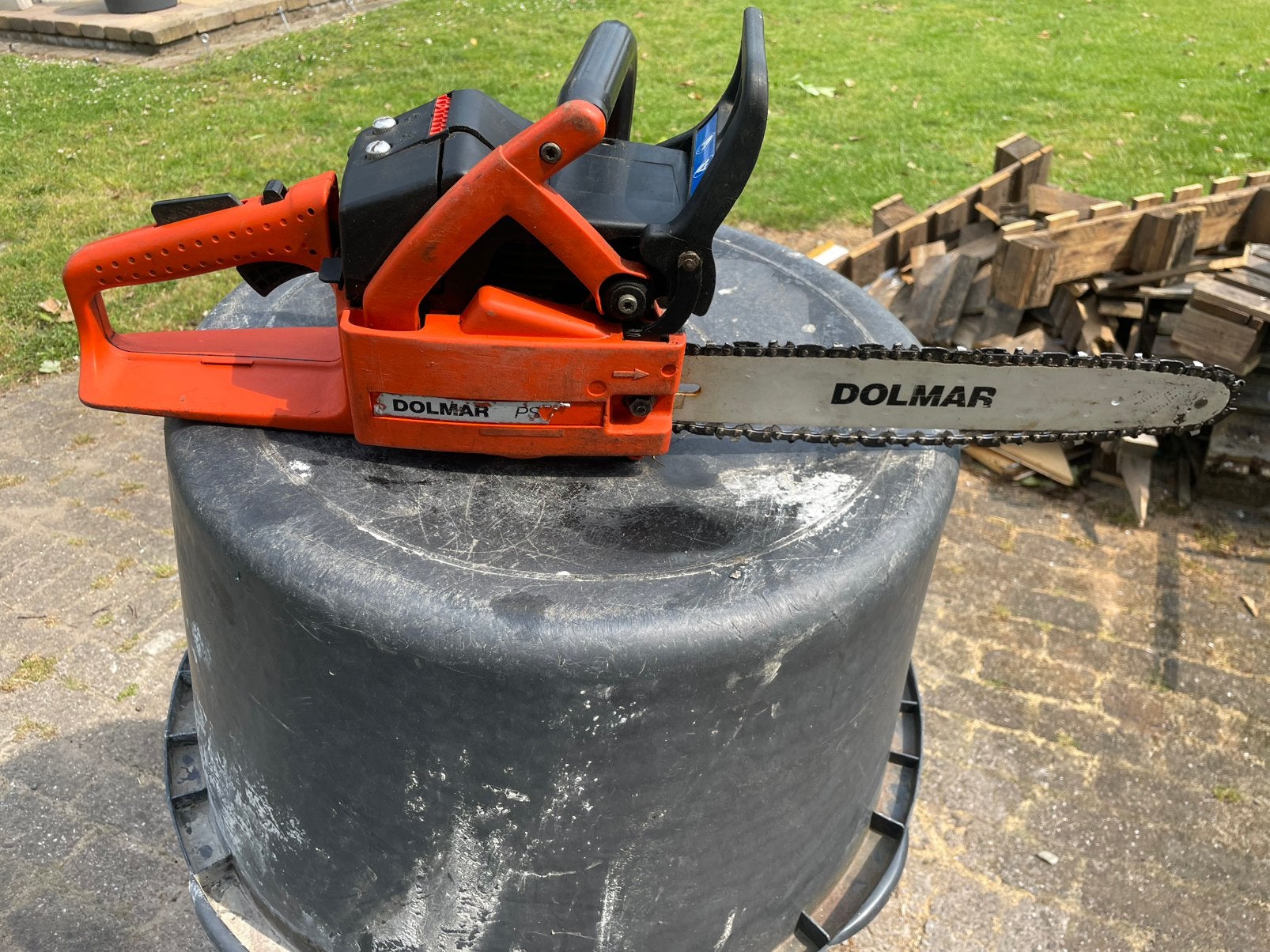 Kettingzaag zaag bos tuin met onderdelen, Tuin en Terras, Ophalen, Zo goed als nieuw, Benzine