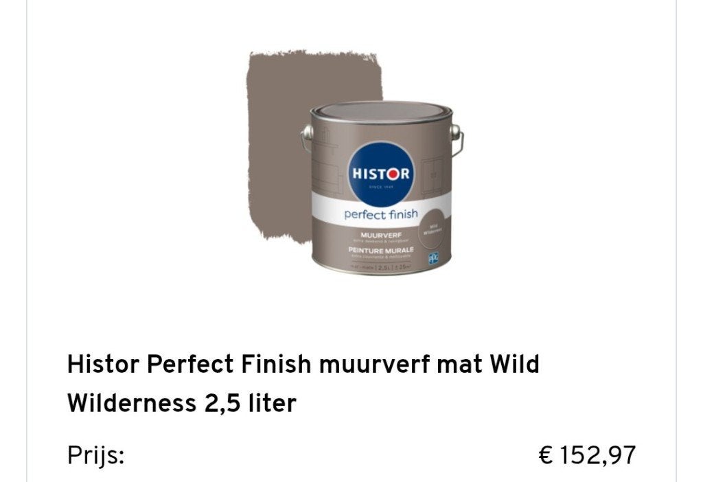 3 potten Histor muurverf perfect finish mat wild wilderness, Bruin, 5 tot 10 liter, Nieuw, Ophalen of Verzenden