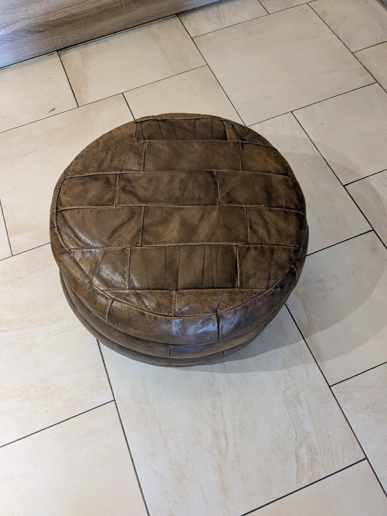 Vintage poef, Ophalen, Rond, Zo goed als nieuw, 50 tot 75 cm