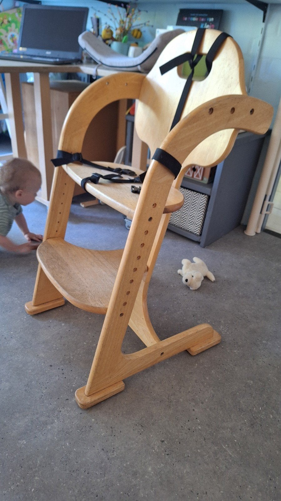 Tiamo Wood Collection meegroeistoel met riempjes, Kinderen en Baby's, Kinderstoelen, Ophalen, Gebruikt, Meegroeistoel, Gordel(s)