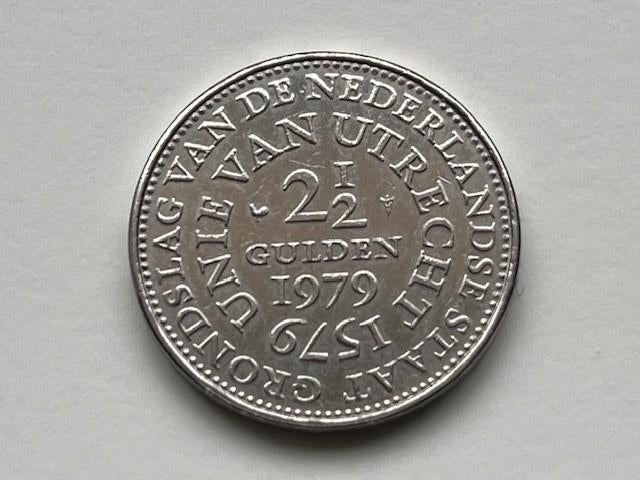 Munt Nederland Rijksdaalder Unie van Utrecht 1979, Ophalen of Verzenden, Koningin Juliana, 2½ gulden, Losse munt