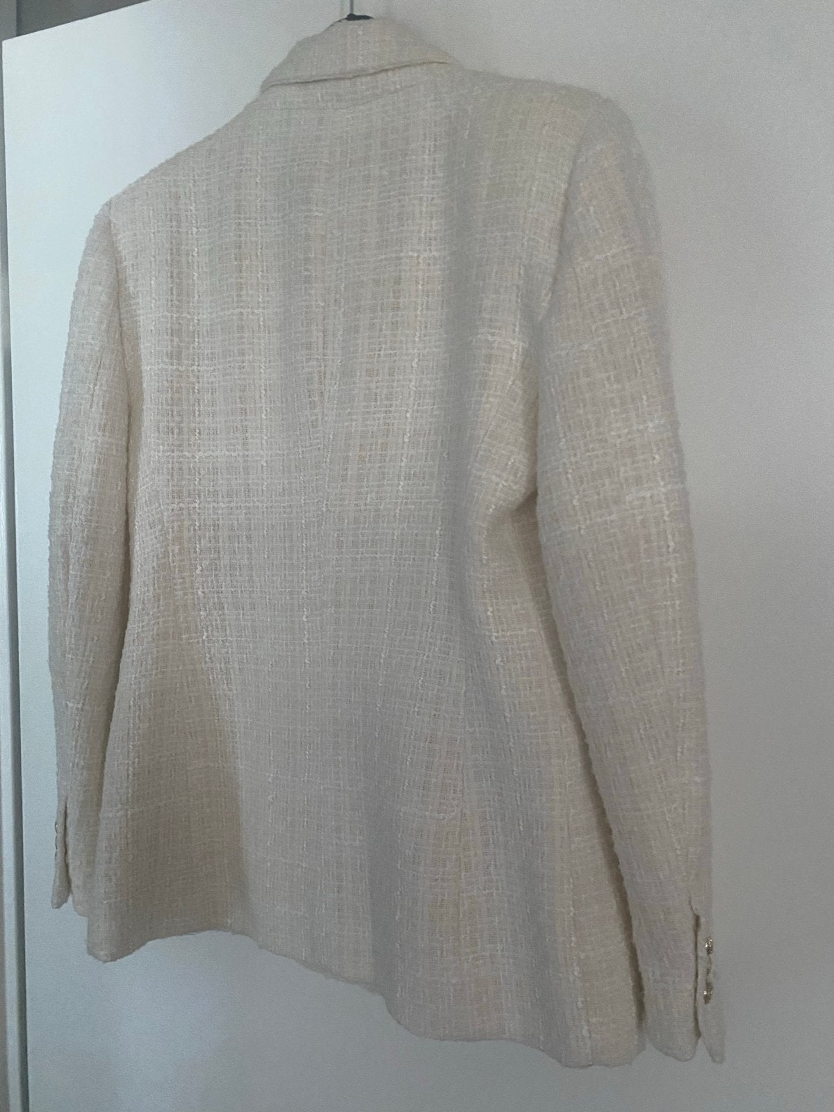 Zara Tweed Blazer met Gouden Knopen - Zo Goed als Nieuw, Beige, Ophalen of Verzenden, Zo goed als nieuw, Jasje