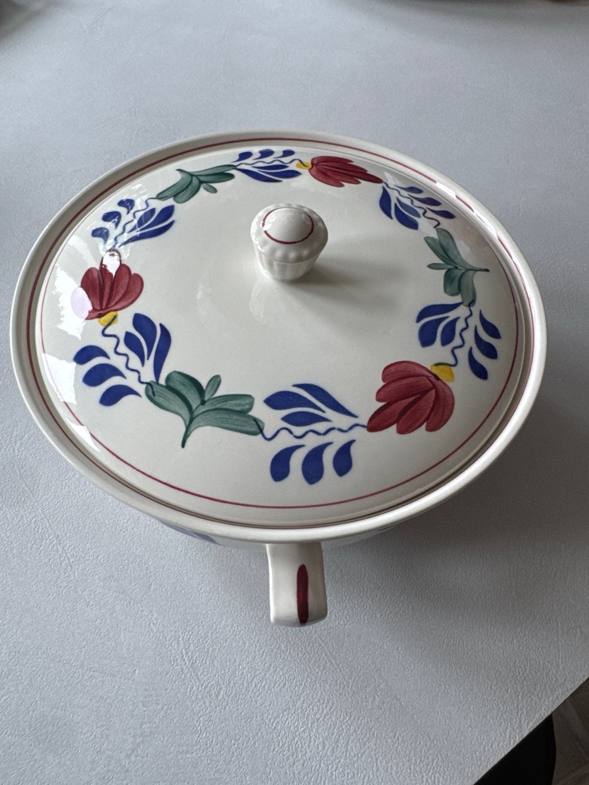 Vintage Boerenbont dekschaal / soepterrine - Boch Belgium, Antiek en Kunst, Ophalen of Verzenden