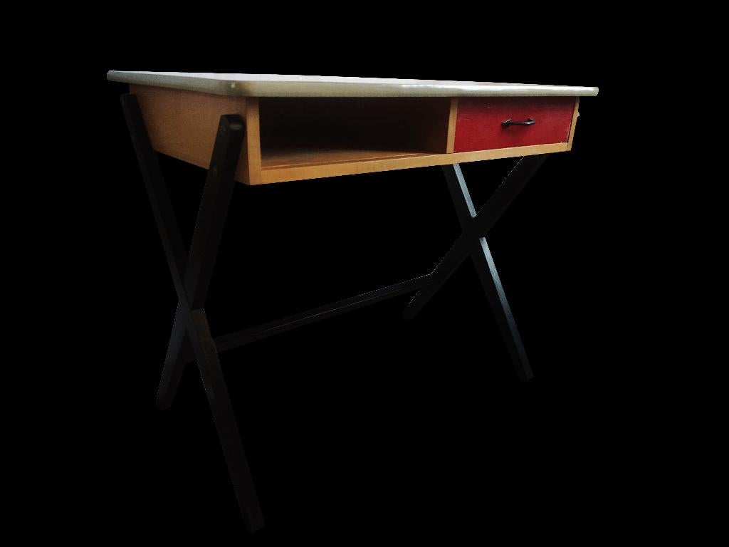 Schitterend vintage bureau jaren 50 Coen de Vries design, Huis en Inrichting, Ophalen, Gebruikt, Hout, 55 cm